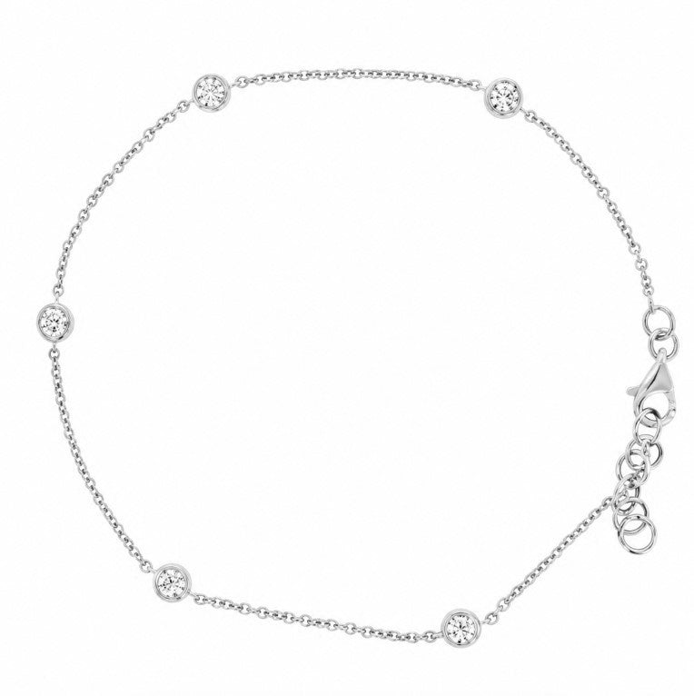 0.57 Ctw Lab Grown Diamond Station Bracelet in 925 Platinum Plated