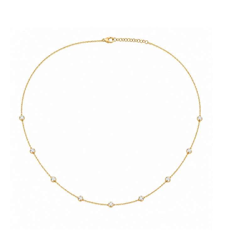 1.86 Ctw Lab Grown Diamond Station Necklace in 925 Yellow Gold Plated