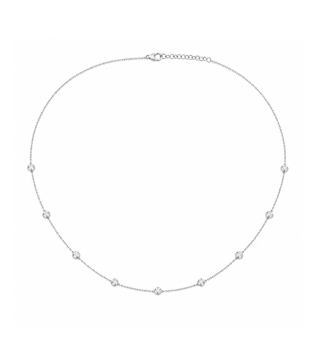 1.05 Ctw Lab Grown Diamond Station Necklace in 925 Platinum Plated