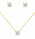 1.00 Ctw Lab Grown Diamond Pendant and Earring Set in 925 Yellow Gold Plated