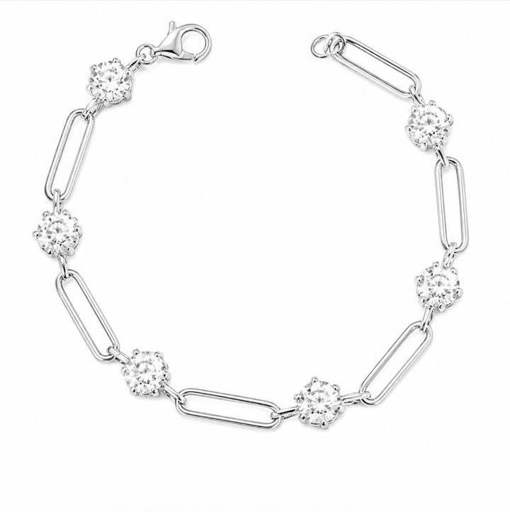 8.00 DEW Moissanite Link Bracelet in 925 Platinum Plated