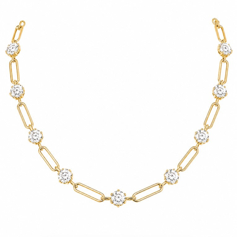 20.00 DEW Moissanite Link Necklace in 925 Yellow Gold