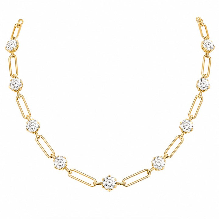 20.00 DEW Moissanite Link Necklace in 925 Yellow Gold
