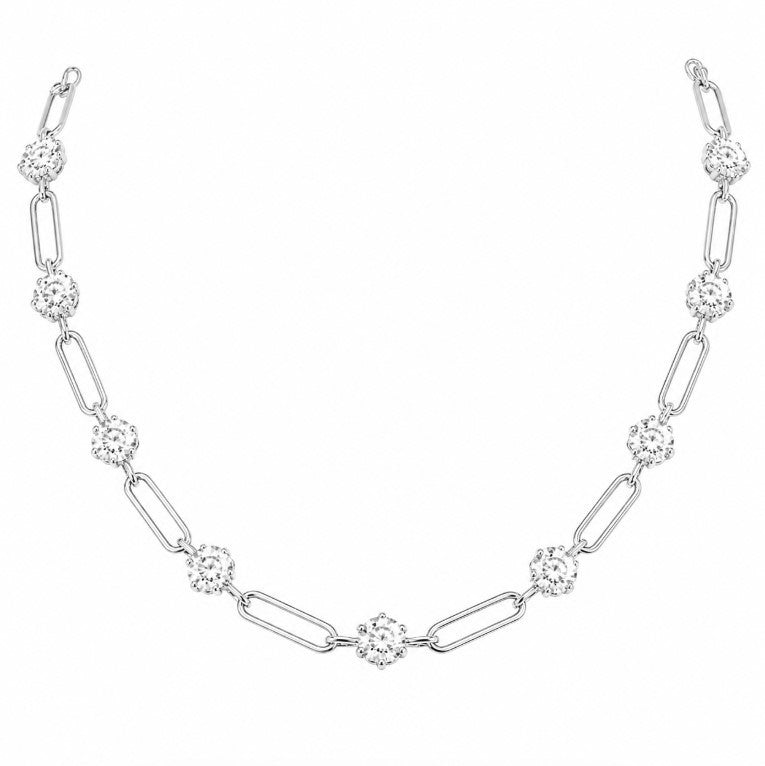 20.00 DEW Moissanite Link Necklace in 925 Platinum Plated
