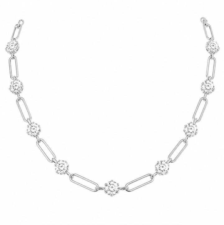 20.00 DEW Moissanite Link Necklace in 925 Platinum Plated