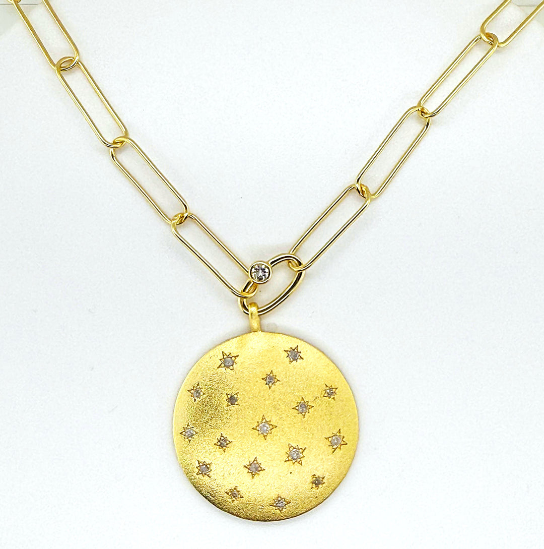 0.57 Ctw White Diamond Pendant in Brass