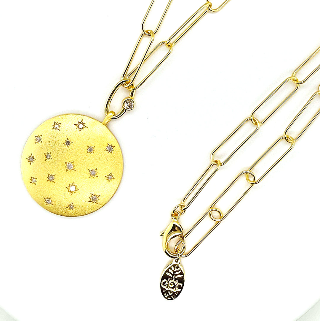 0.57 Ctw White Diamond Pendant in Brass