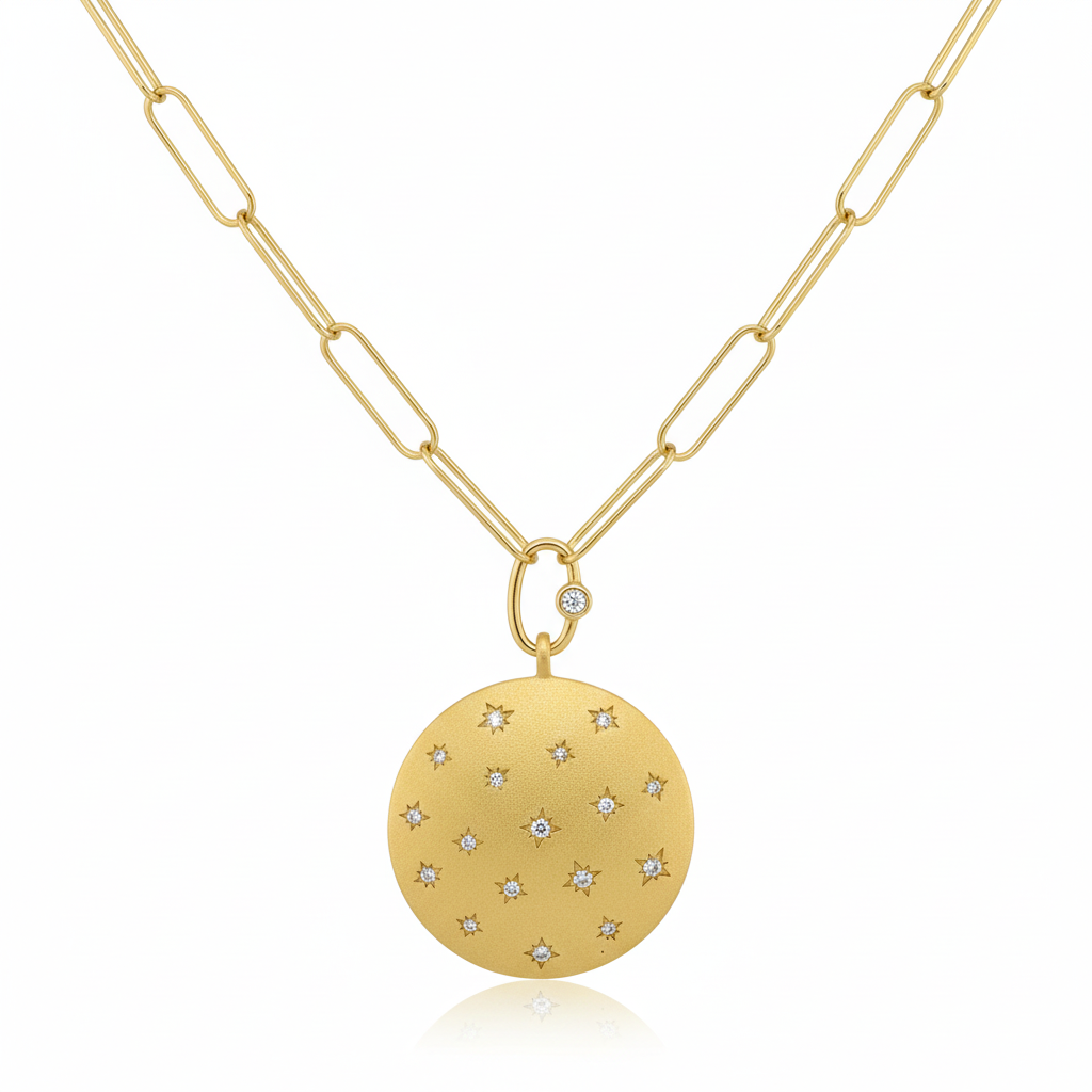 0.33 Ctw White Diamond Pendant in Brass