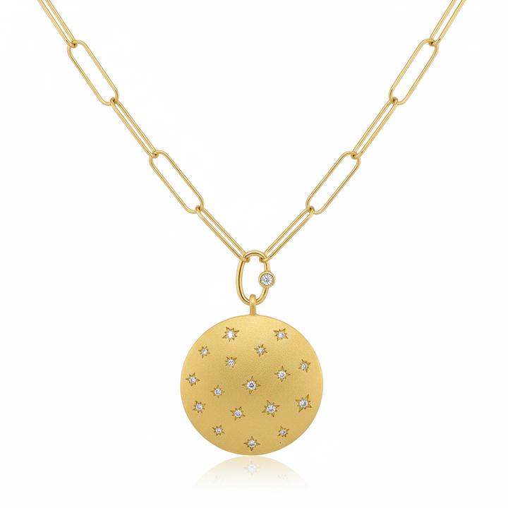 0.33 Ctw White Diamond Pendant in Brass