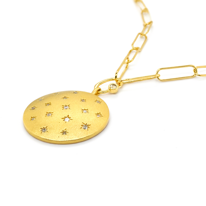 0.33 Ctw White Diamond Pendant in Brass