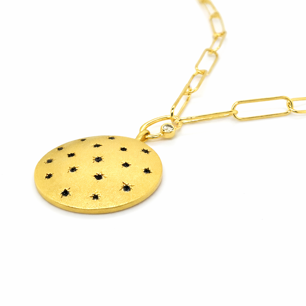 0.33 Ctw Blue Diamond and White Diamond Necklace in Brass