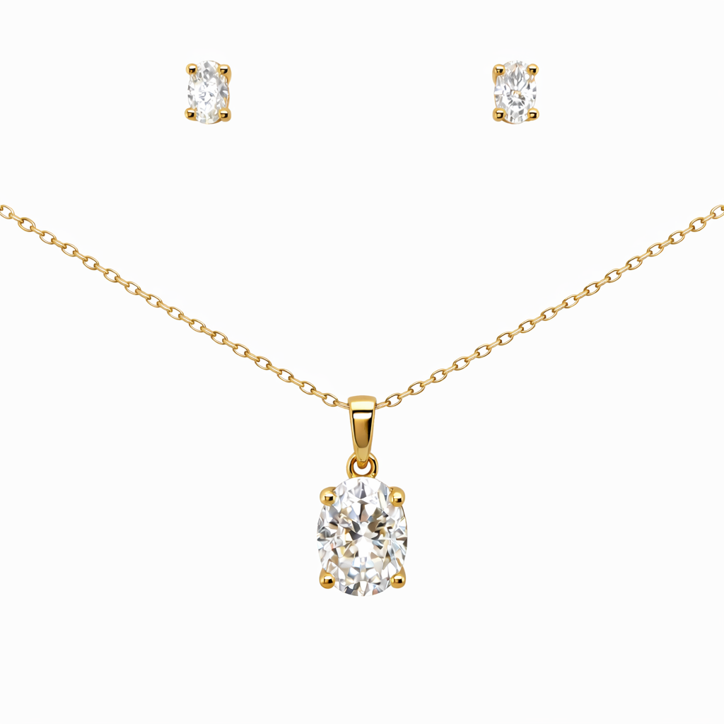 2.40 DEW Moissanite Solitaire Set in 925 Yellow Gold Plated