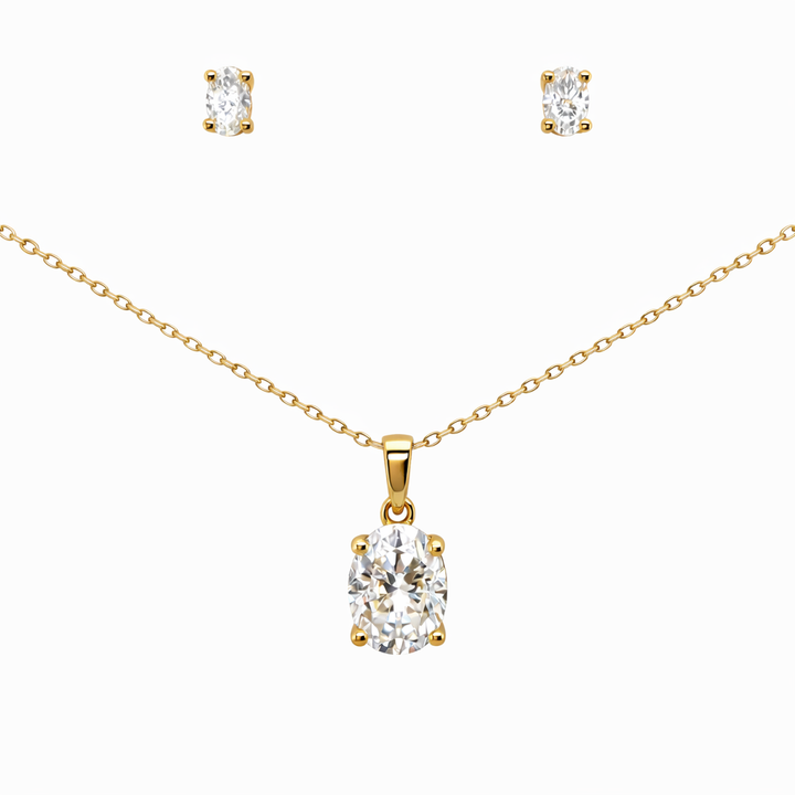 2.40 DEW Moissanite Solitaire Set in 925 Yellow Gold Plated
