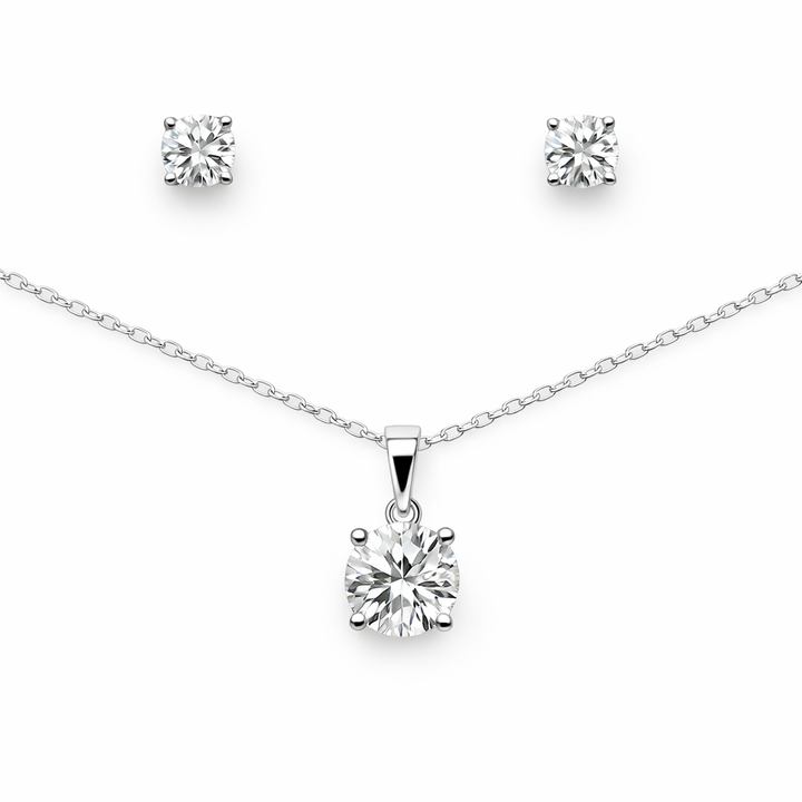 2.15 DEW Moissanite Solitaire Set in 925 Platinum Plated