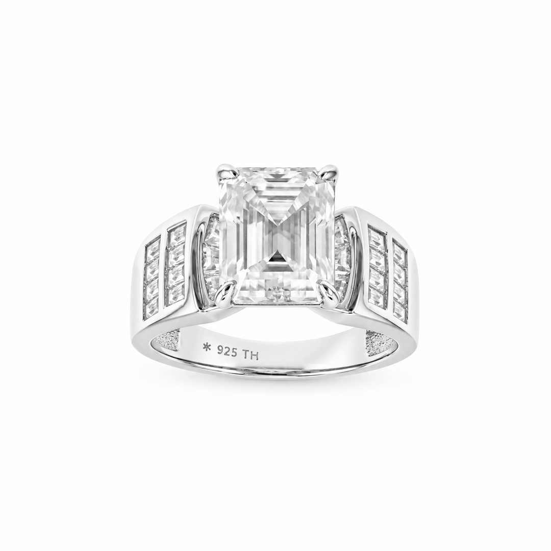 6.50 DEW Moissanite Ring in 925 Platinum Plated