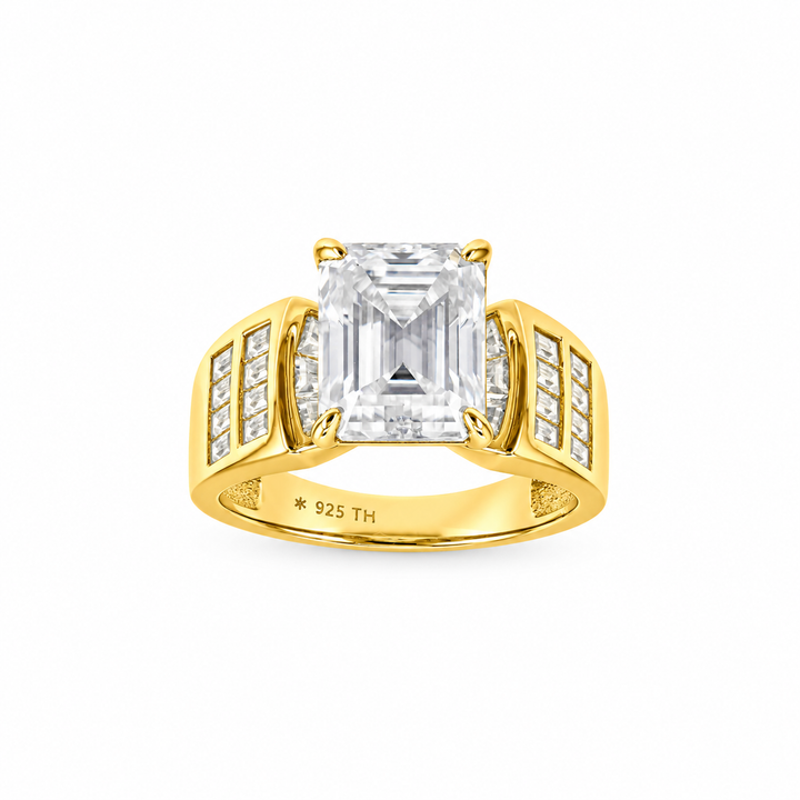 6.50 DEW Moissanite Ring in 925 Yellow Gold Plated