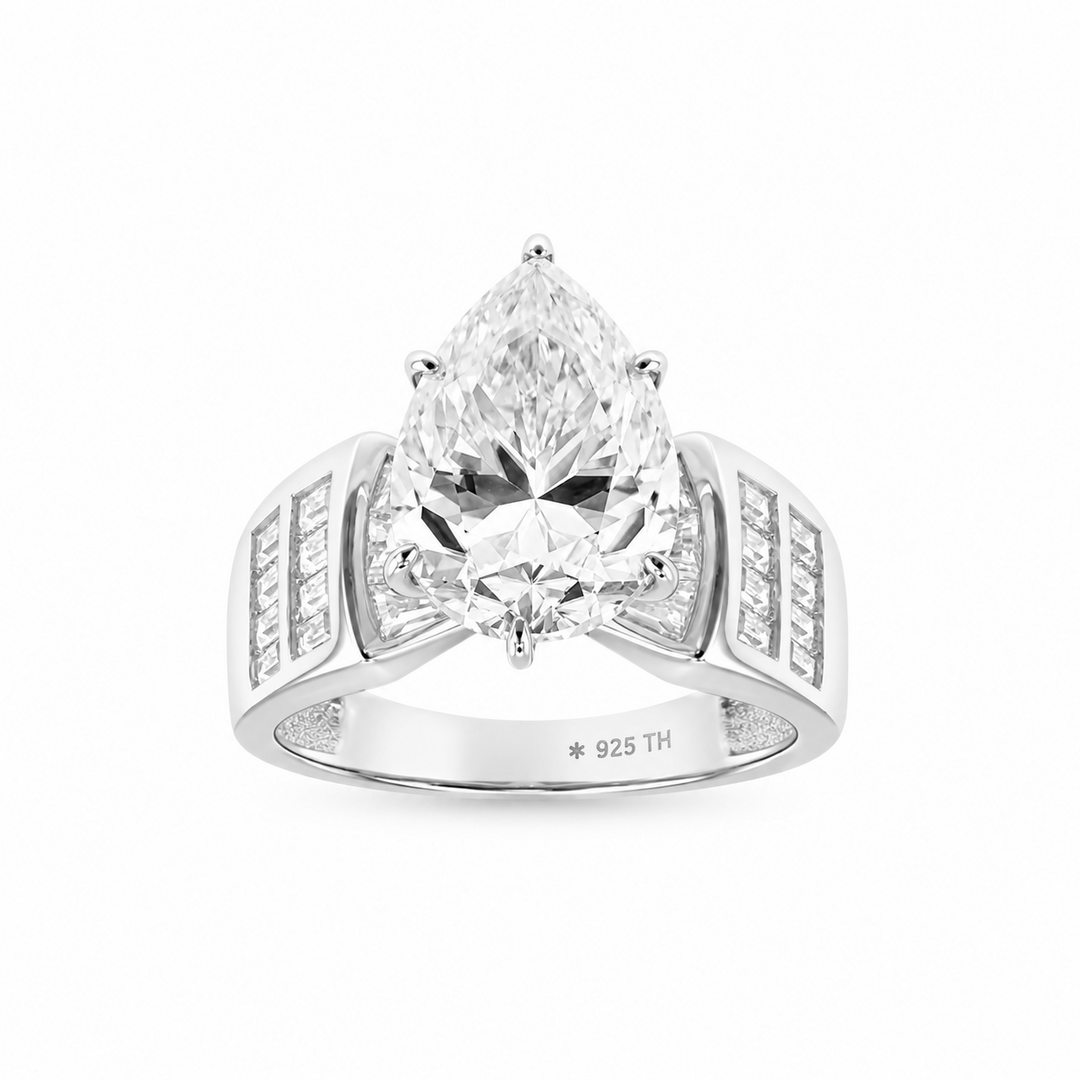 7.00 DEW Moissanite Ring in 925 Platinum Plated