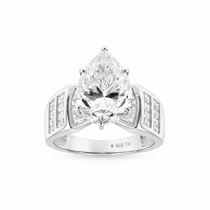 7.00 DEW Moissanite Ring in 925 Platinum Plated