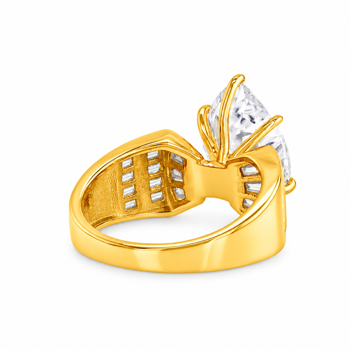 7.00 DEW Moissanite Ring in 925 Yellow Gold Plated