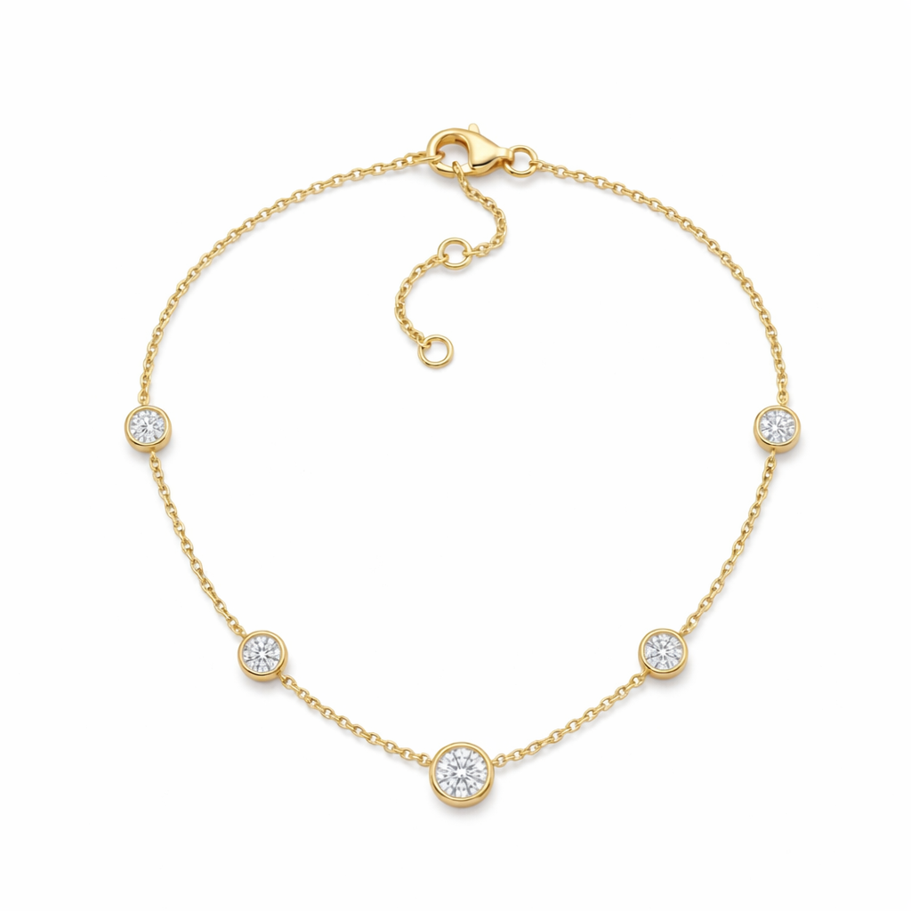 Kennedy 6.00 Cts White Moissanite Station Necklace in 925 18K Yellow Gold Plated