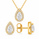 3.60 DEW Pear Shape Moissanite Earring and Pendant Set in 925 Yellow Gold Plated