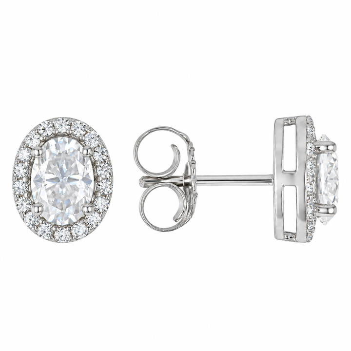 3.60 DEW Oval Shape Moissanite Earring and Pendant set in 925 Platinum Plated