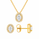3.60 DEW Oval Shape Moissanite Earring and Pendant set in 925 Yellow Gold Plated