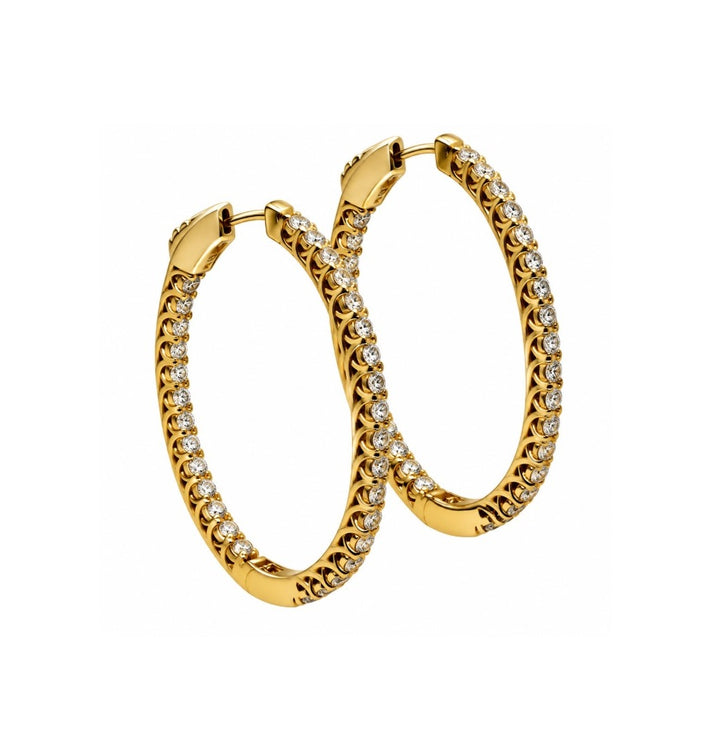 2.68 Ctw Lab Grown Diamond Hoop Earring in 14K Yellow Gold