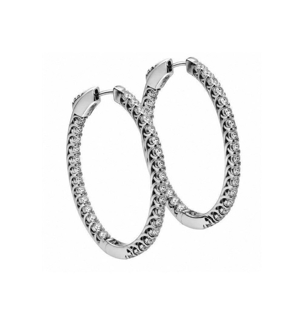2.68 Ctw Lab Grown Diamond Hoop Earring in 14K White Gold