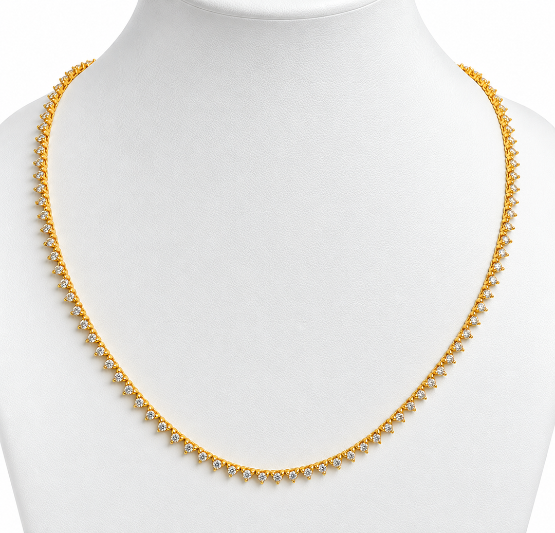 3.14 Ctw Lab Grown Diamond Necklace in 925 Yellow Gold