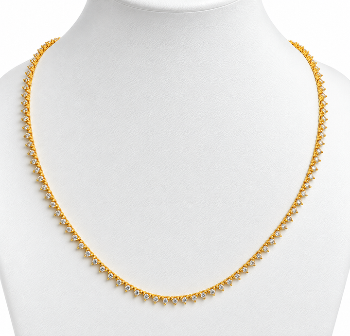 3.14 Ctw Lab Grown Diamond Necklace in 925 Yellow Gold