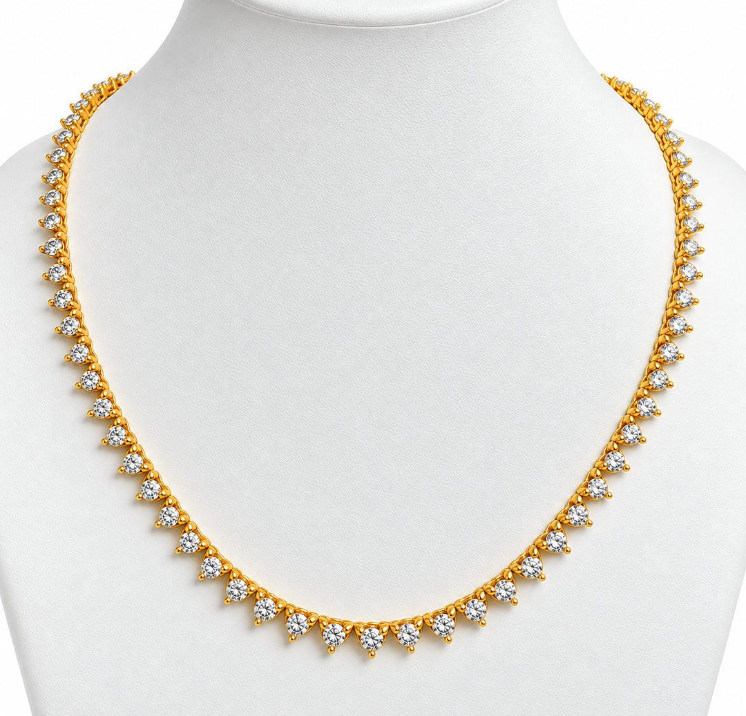 7.52 Ctw Lab Grown Diamond Necklace in 925 Yellow Gold