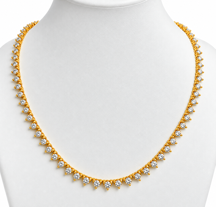 7.52 Ctw Lab Grown Diamond Necklace in 925 Yellow Gold