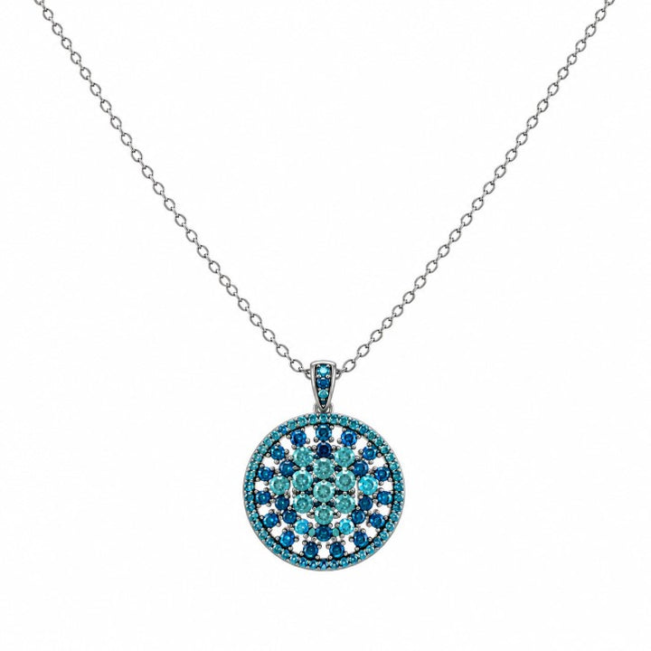 3.35 Ctw Blue Lab Grown Diamond Pendant in 925 Two Tone