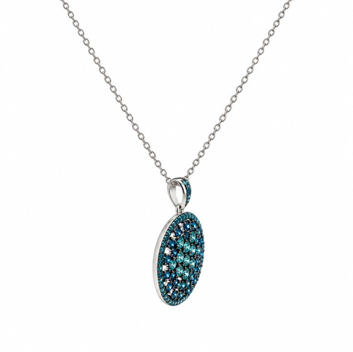 3.35 Ctw Blue Lab Grown Diamond Pendant in 925 Two Tone