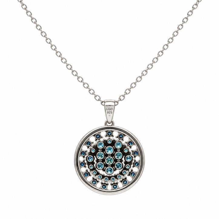 3.35 Ctw Blue Lab Grown Diamond Pendant in 925 Two Tone