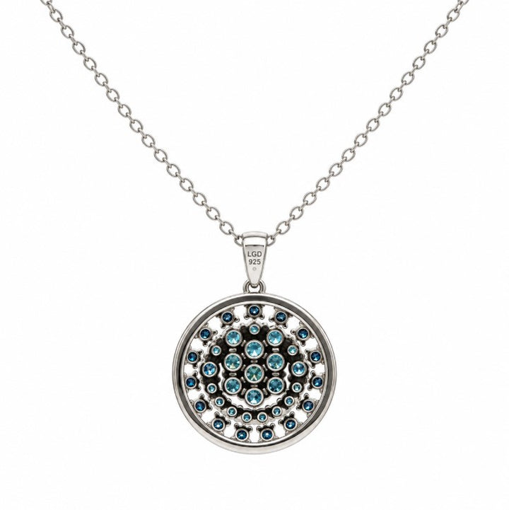 3.35 Ctw Blue Lab Grown Diamond Pendant in 925 Two Tone