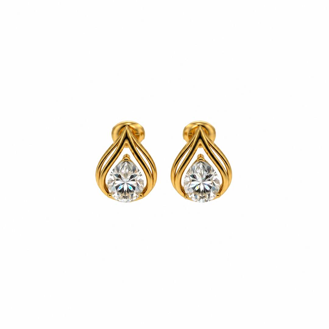 7.10 DEW Moissanite Stud Earring in 925 Yellow Gold Plated