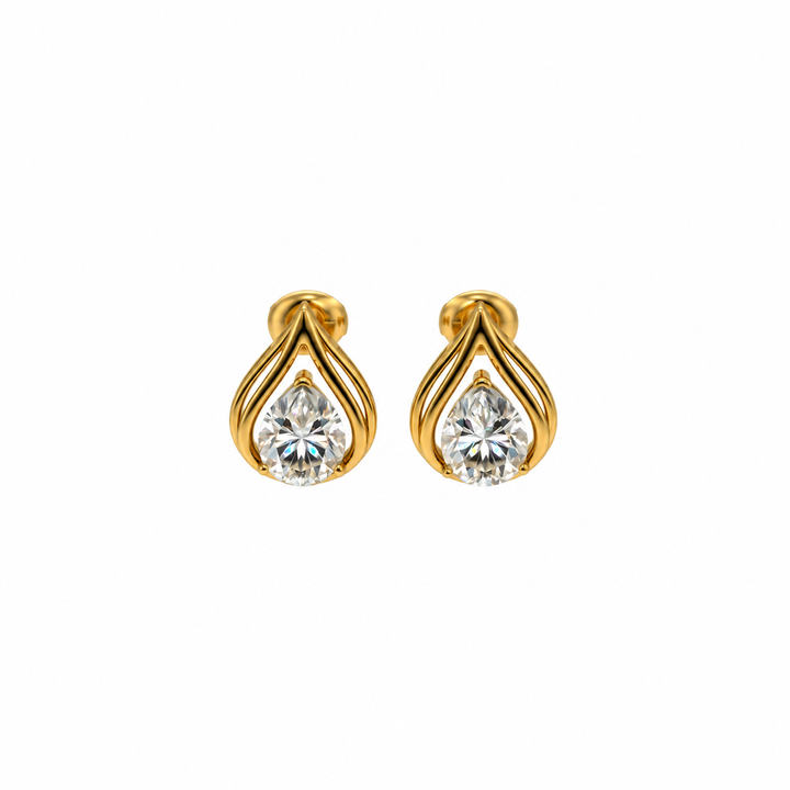 7.10 DEW Moissanite Stud Earring in 925 Yellow Gold Plated