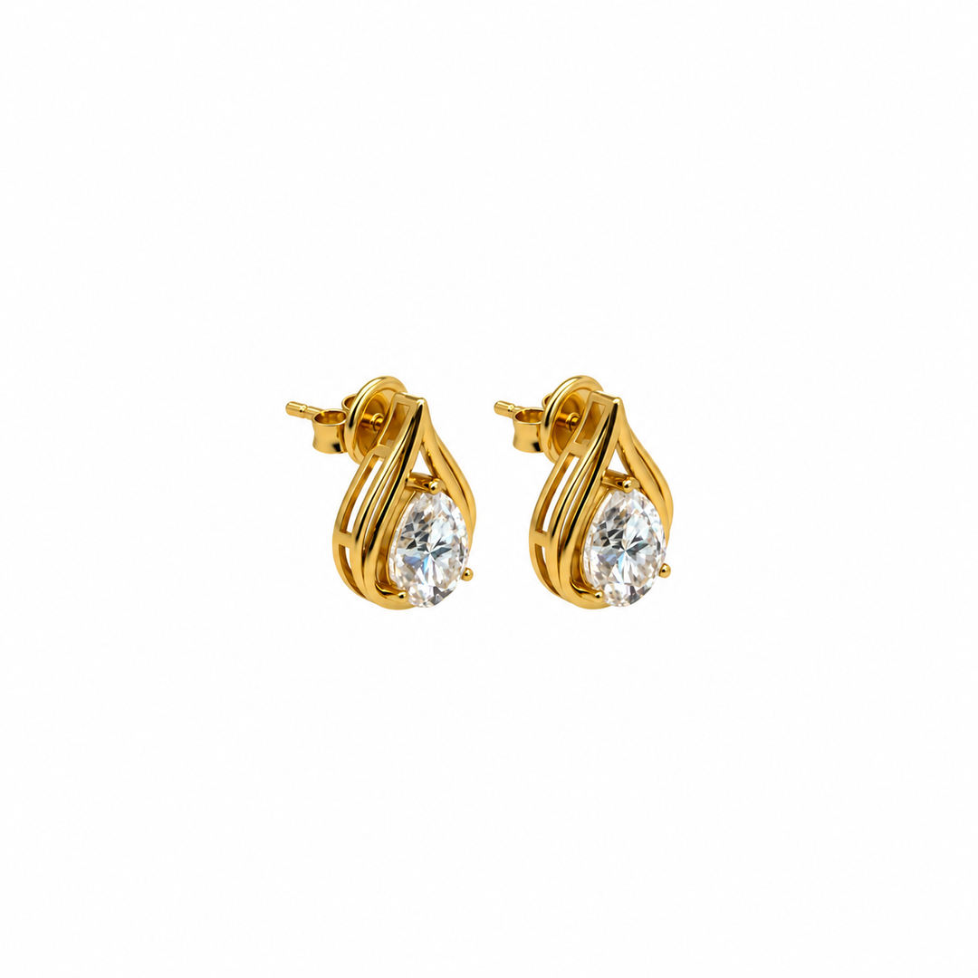 7.10 DEW Moissanite Stud Earring in 925 Yellow Gold Plated