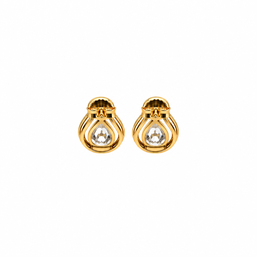 7.10 DEW Moissanite Stud Earring in 925 Yellow Gold Plated