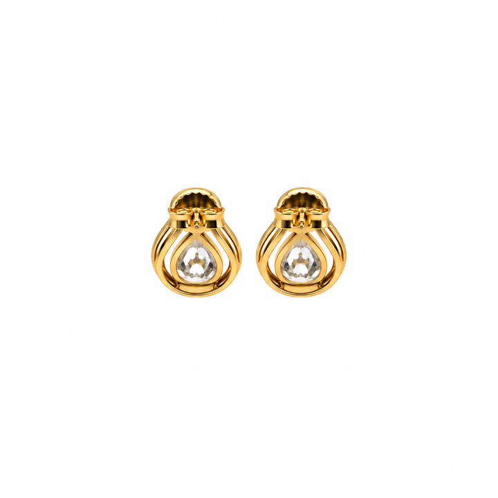 7.10 DEW Moissanite Stud Earring in 925 Yellow Gold Plated