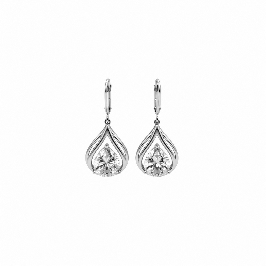 7.10 DEW Moissanite Dangle Earring in 925 Platinum Plated