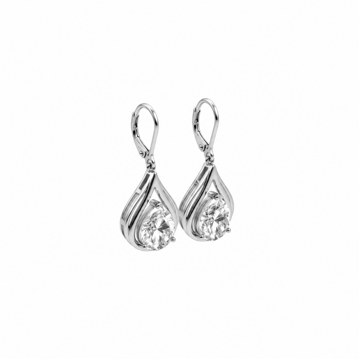 7.10 DEW Moissanite Dangle Earring in 925 Platinum Plated