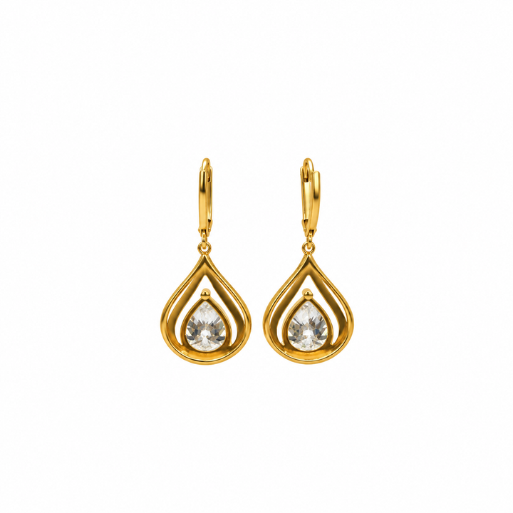 7.10 DEW Moissanite Dangle Earring in 925 Yellow Gold Plated