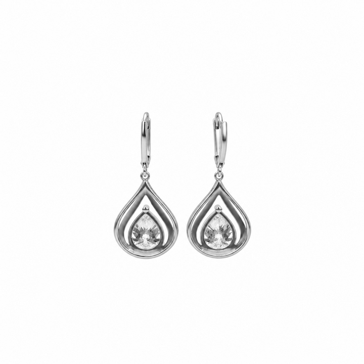 7.10 DEW Moissanite Dangle Earring in 925 Platinum Plated