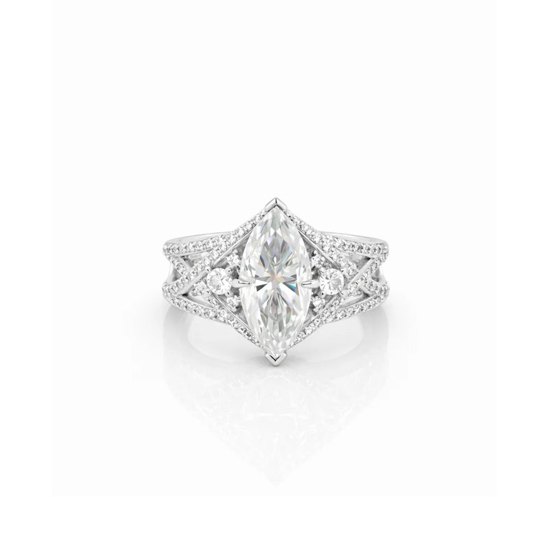 3.35 DEW Moissanite Ring in 925 Platinum Plated