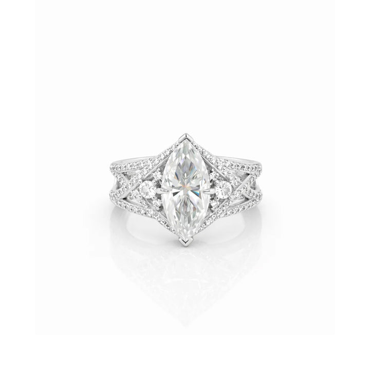 3.35 DEW Moissanite Ring in 925 Platinum Plated