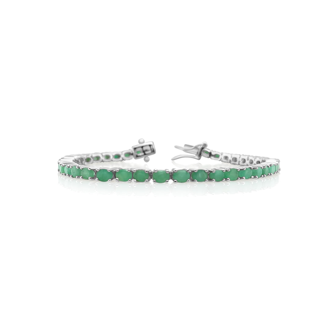 9.31 Cts Emerald Tennis Bracelet in 925 Sterling Silver