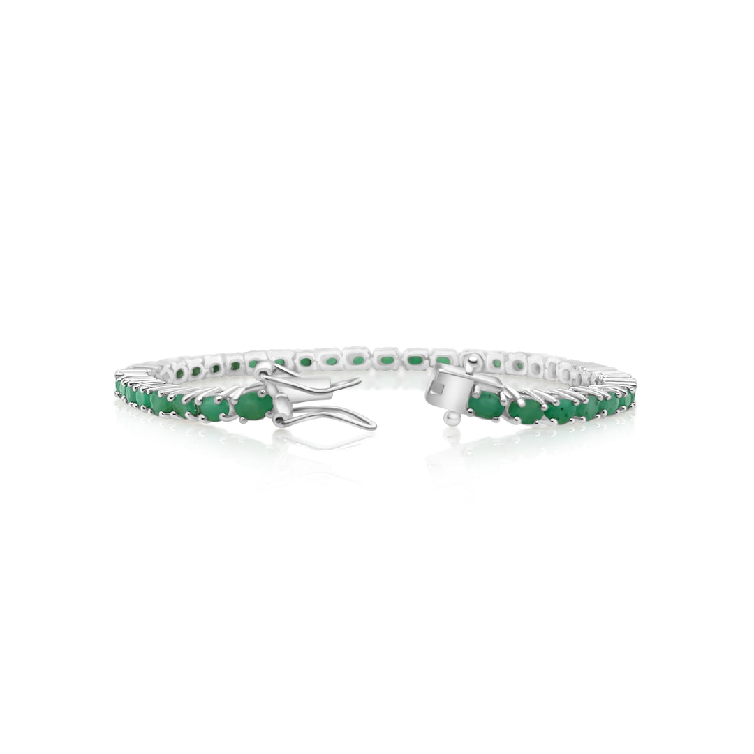 9.31 Cts Emerald Tennis Bracelet in 925 Sterling Silver